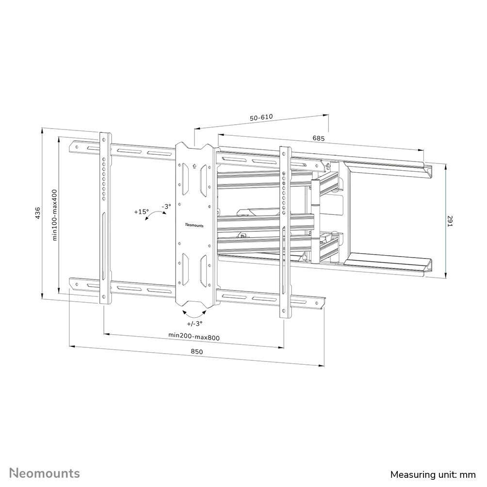 Neomounts WL40S-850BL18 Support pour écran mural 43-86" - orientable - installation rapide
